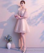 Cute Tulle Round Neck Short Prom Dress Tulle Homecoming Dress