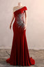 Crew One-Shoulder Empire Sweep Train Sequins Beading Evening Dress