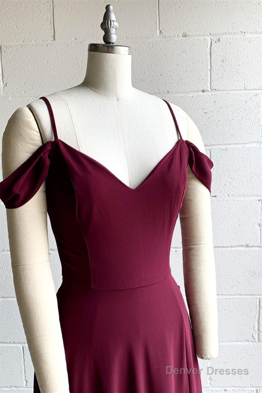 Muaberry Off-the-Shoulder Spaghetit Straps Chiffon Long Bridesmaid Dress Secondary image