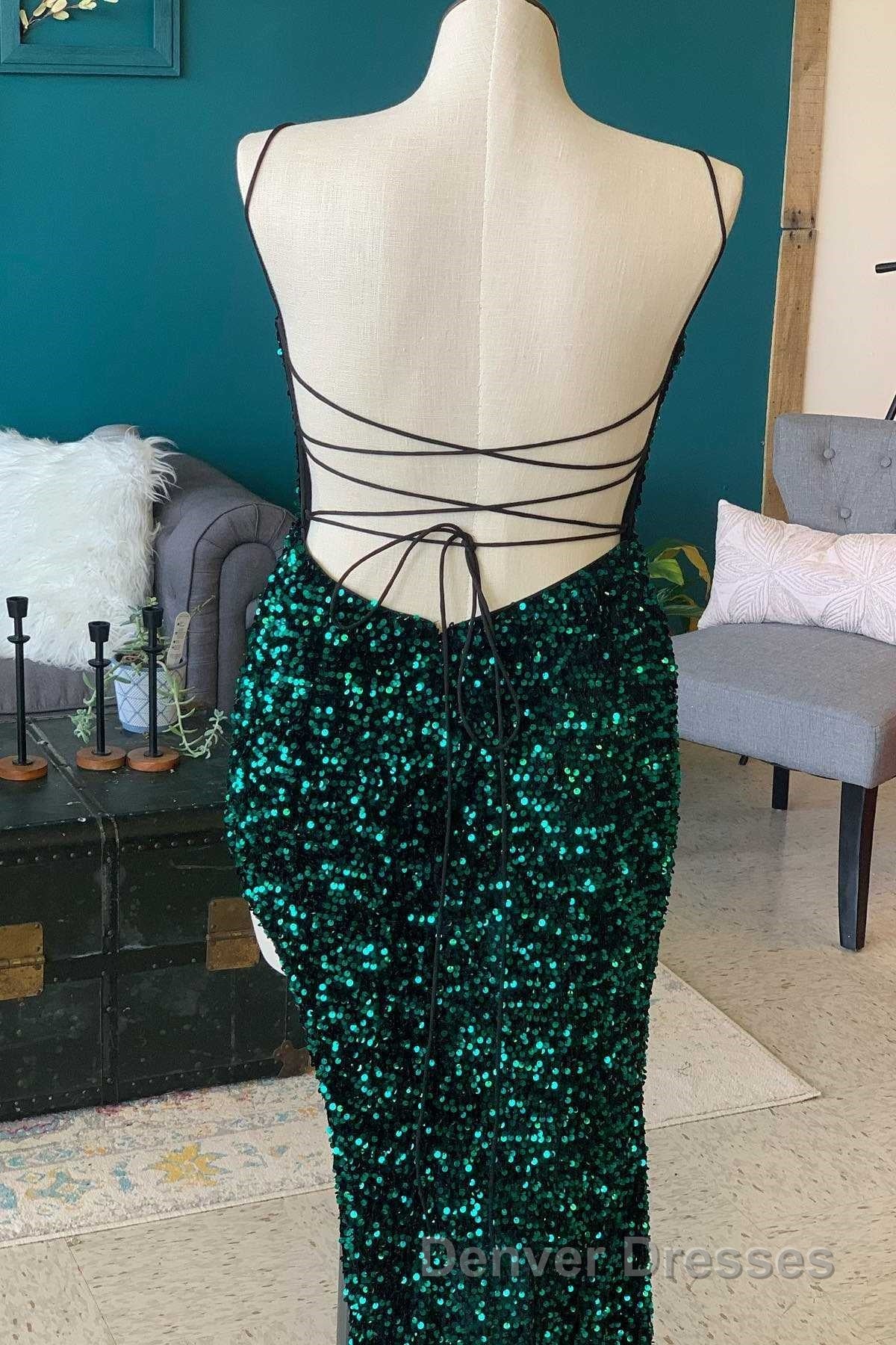 Red Sequin Cowl Neck Lace-Up Back High-Low Prom Dress