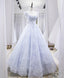 Light Blue Tulle Lace Long Prom Dress, Blue Evening Dress