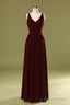 Sheath V Neck Burgundy Bridesmaid Dress with Lace Back