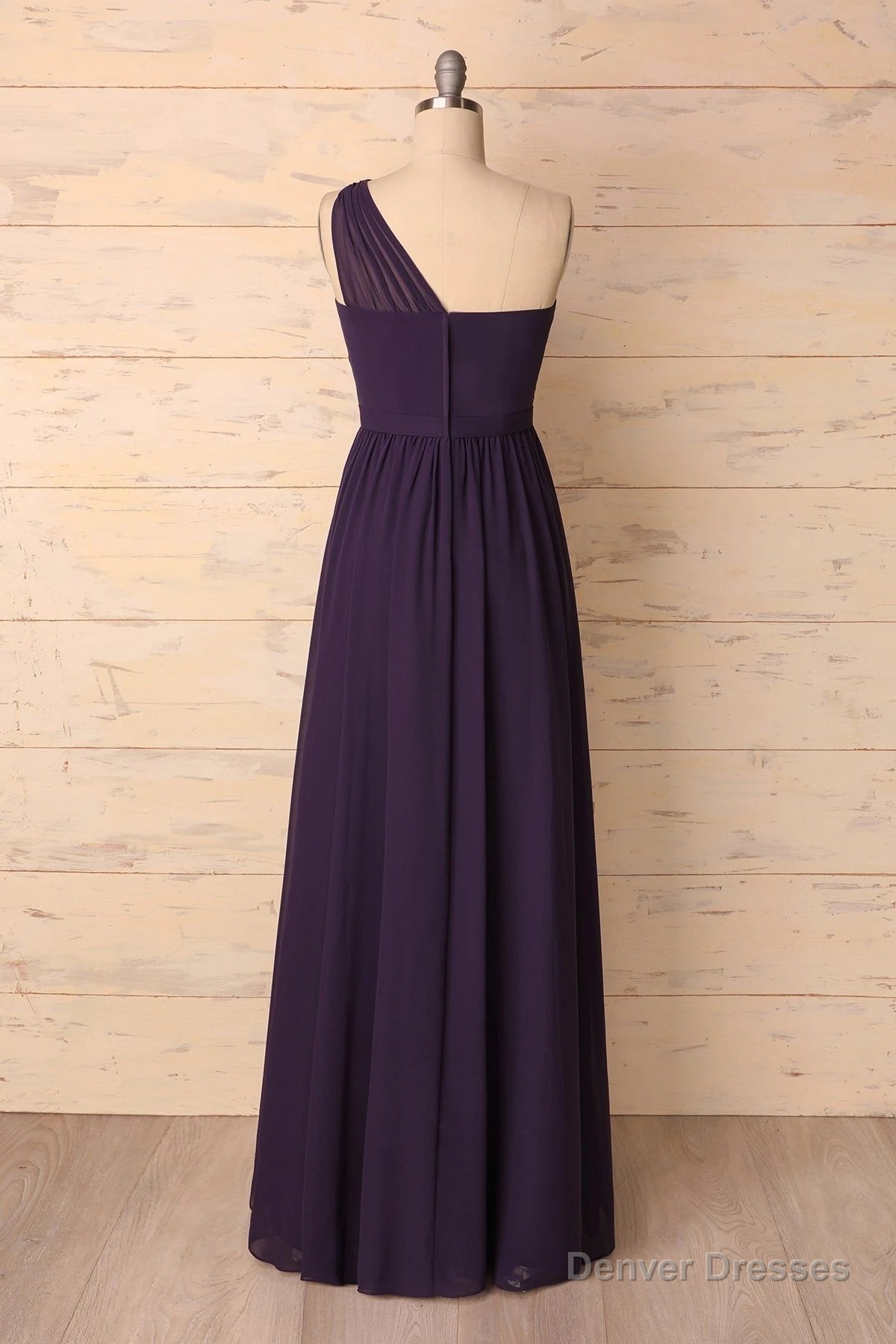 Elegant One Shoulder Plum Bridesmaid Dress Secondary image