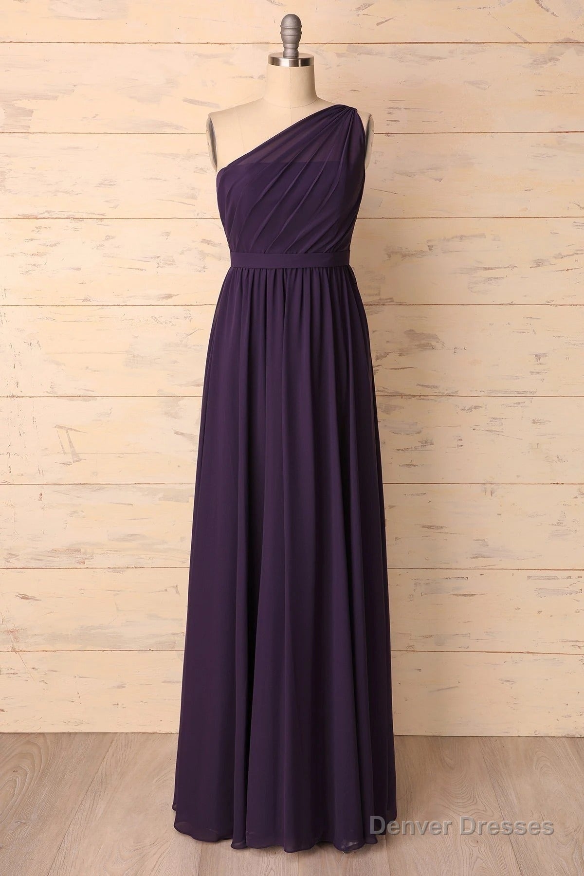 Elegant One Shoulder Plum Bridesmaid Dress Main image