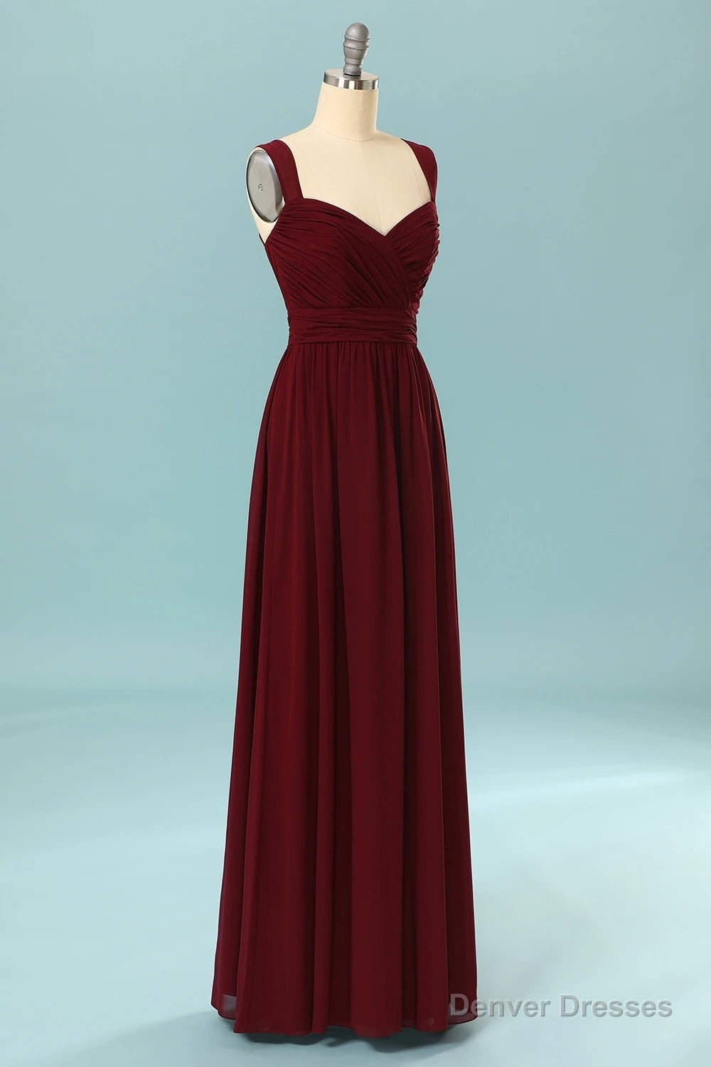 Elegant Pleated Burgundy Bridesmaid Dress with Keyhole Secondary image