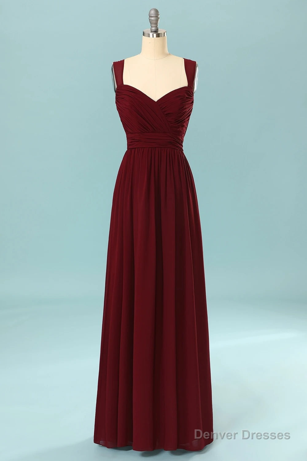Elegant Pleated Burgundy Bridesmaid Dress with Keyhole Main image