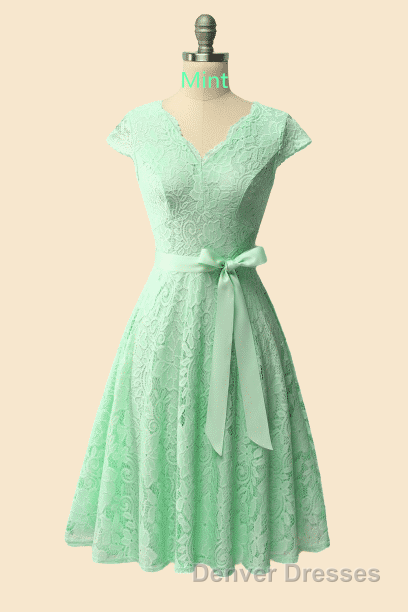 A-Line Cap Sleeve Navy Blue Bridesmaid Dress with Belt Secondary image