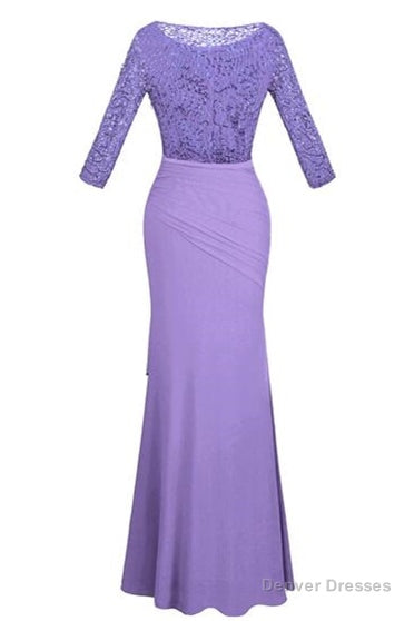 Crew Neck Lace Ruffles Lavender Mother of Bridal Dress Secondary image