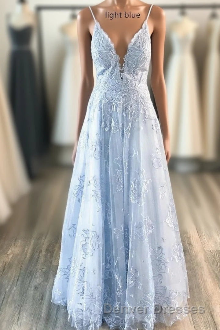 Deeep V-neck Embroidery Pink Long Prom Dress