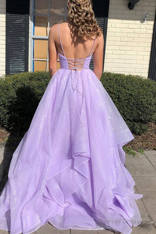 Princess Lavender Tiered Spaghetti Straps Long Prom Dress Secondary image