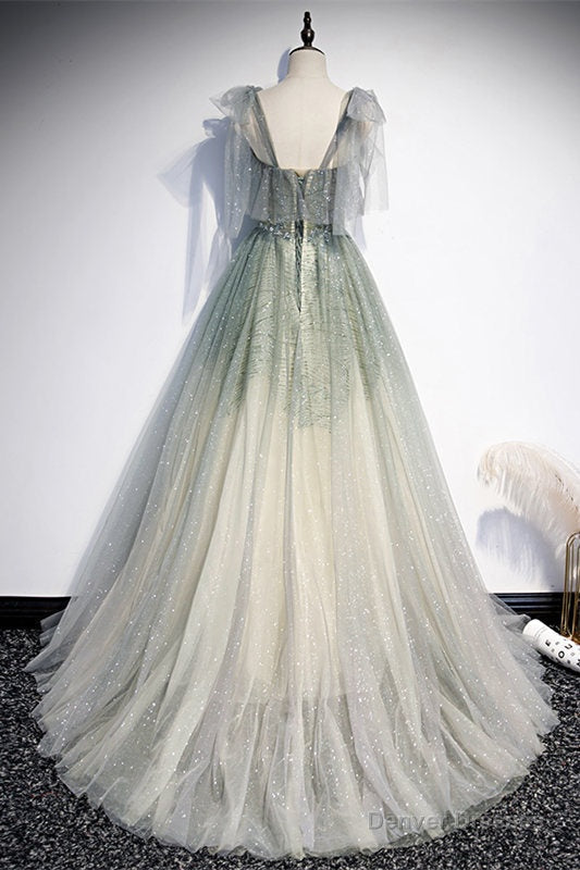 Princess Dusty Green Beaded Formal Dress Main image