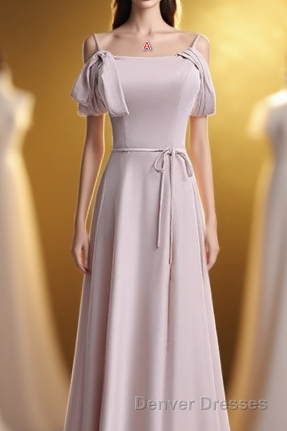 Off the shoulder Light Pink Bridesmaid Dress Main image