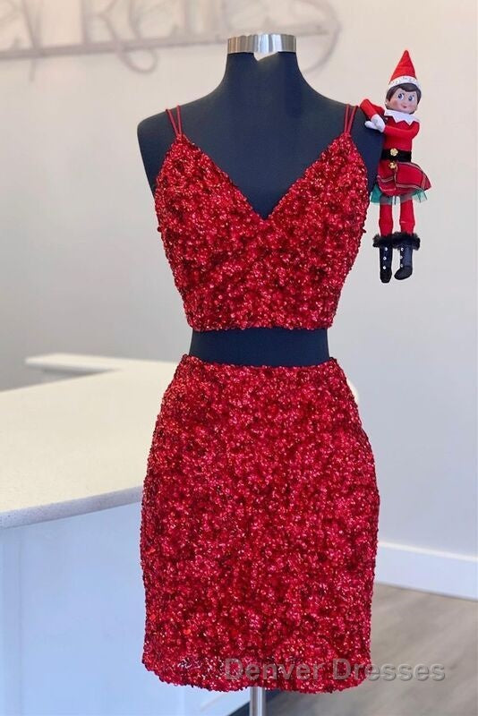 Two Piece Blue Sequins Tight Homecoming Dress Secondary image
