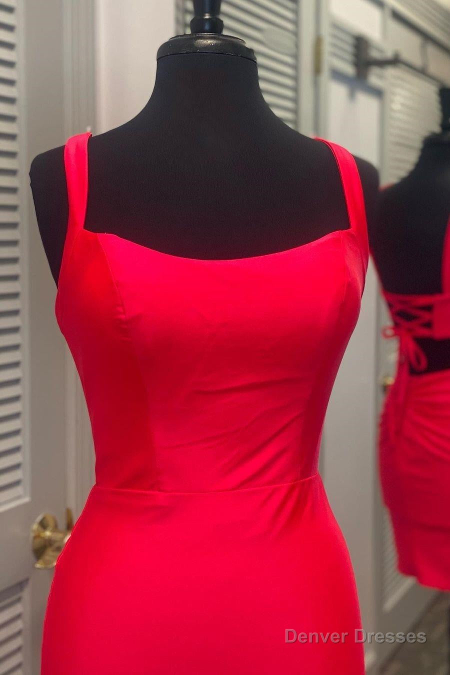 Tight Red Short Homecoming Dress with Square Neckline Secondary image