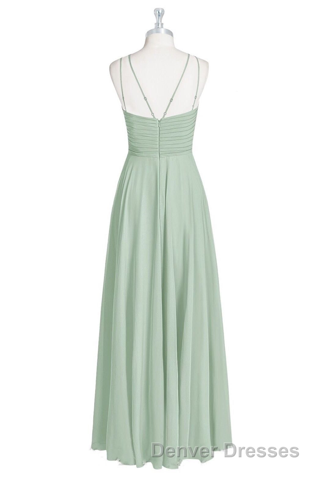 Sage Green Chiffon Halter A-Line Long Bridesmaid Dress Secondary image