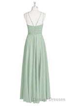 Sage Green Chiffon Halter A-Line Long Bridesmaid Dress
