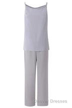 Three-Piece Grey Lace Mother of the Bride Pant Suits