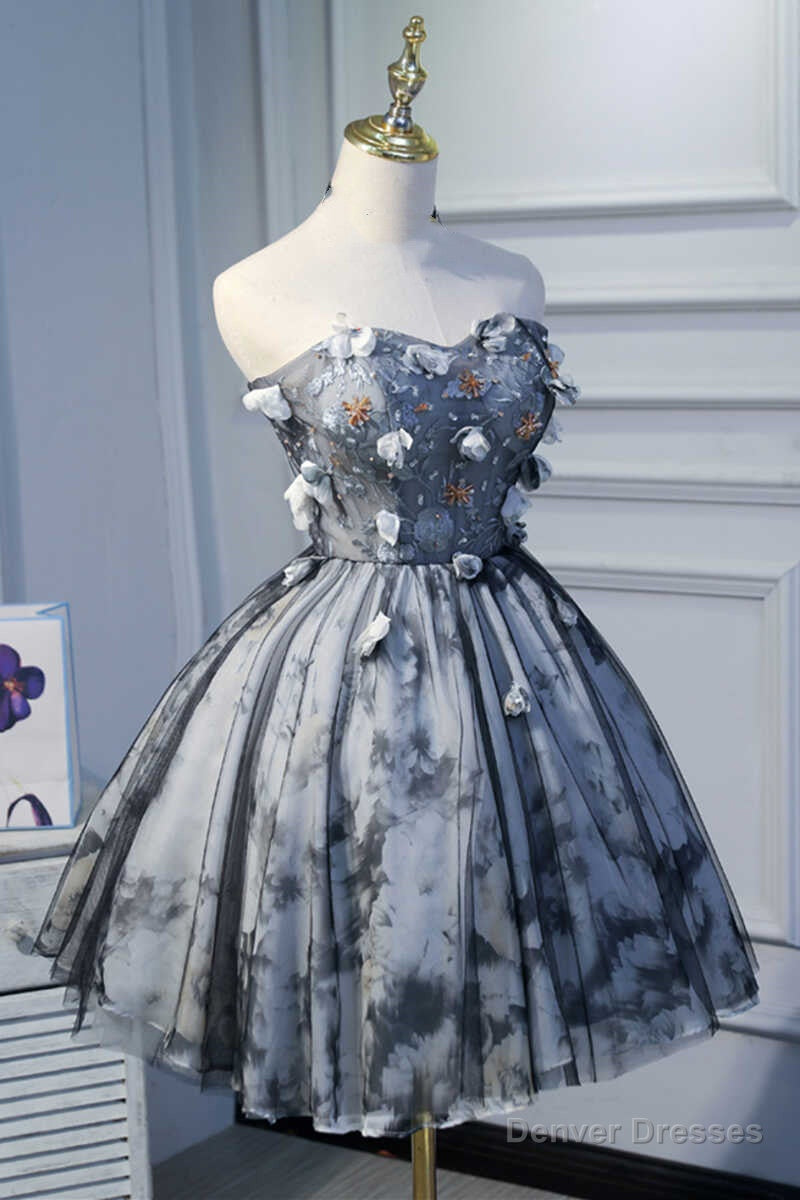 Flowers Strapless Lace-Up A-Line Short Homecoming Dress Secondary image