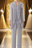 Three-Piece Grey Lace Mother of the Bride Pant Suits
