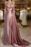 Glamorous Pink Prom Dress Sweetheart Spaghetti Strap With High Slit Trail