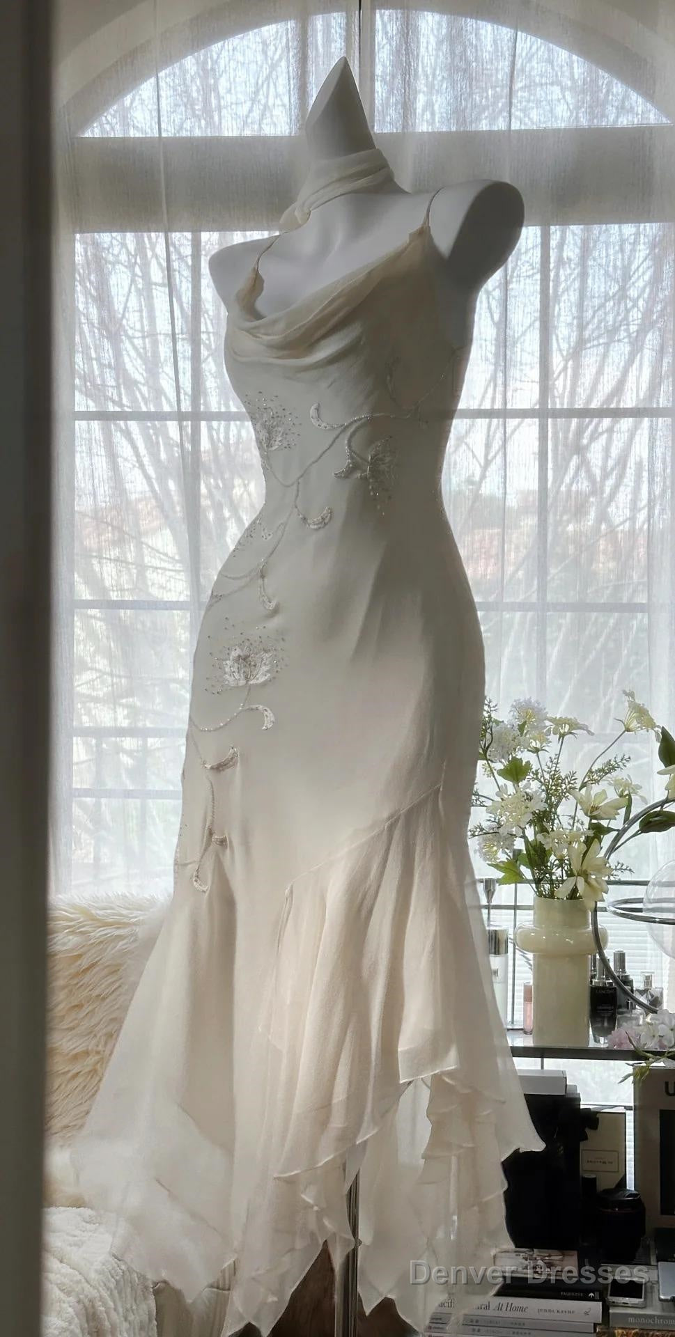 90S Fairytale White Chiffon & Tulle Prom Dress For Pool Party -Vintage Beading & Embroidery Ball Gown For Formal Events Secondary image