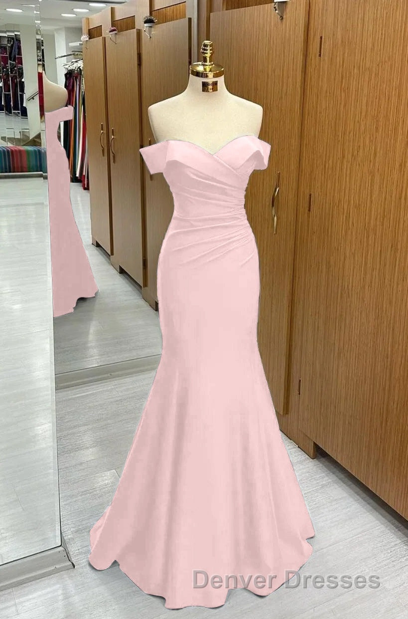 Long Navy Prom Dress Mermaid Off-the-Shoulder Sweetheart Sleeveless