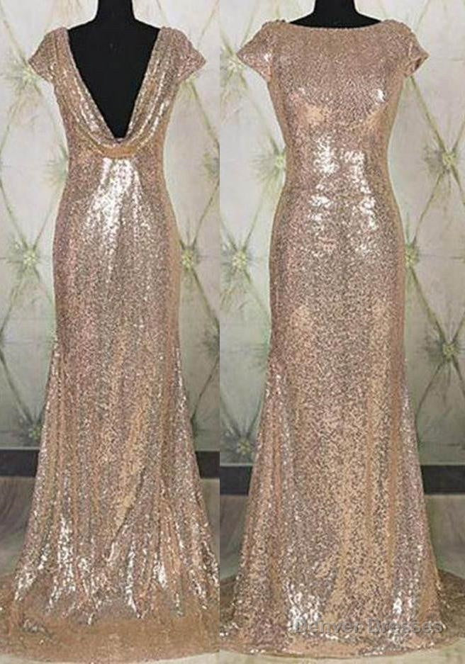 Floor-Length/Long Bateau Neck Column/Sheath Sequined Prom Dresses Main image