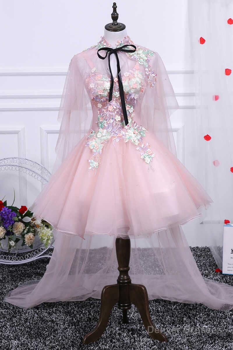 Two-Piece Pink Appliques Straps A-Line Short Party Dress Secondary image