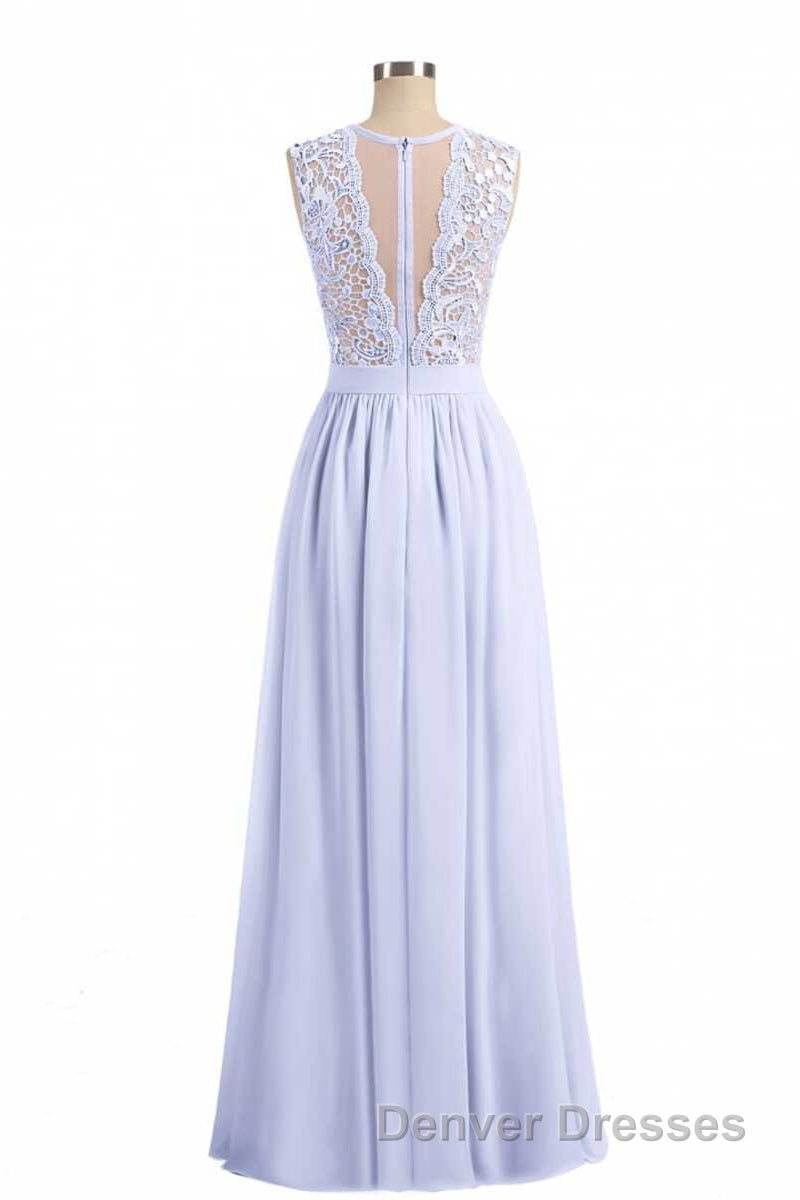 Lavender Lace Crew Neck A-Line Bridesmaid Dress Secondary image