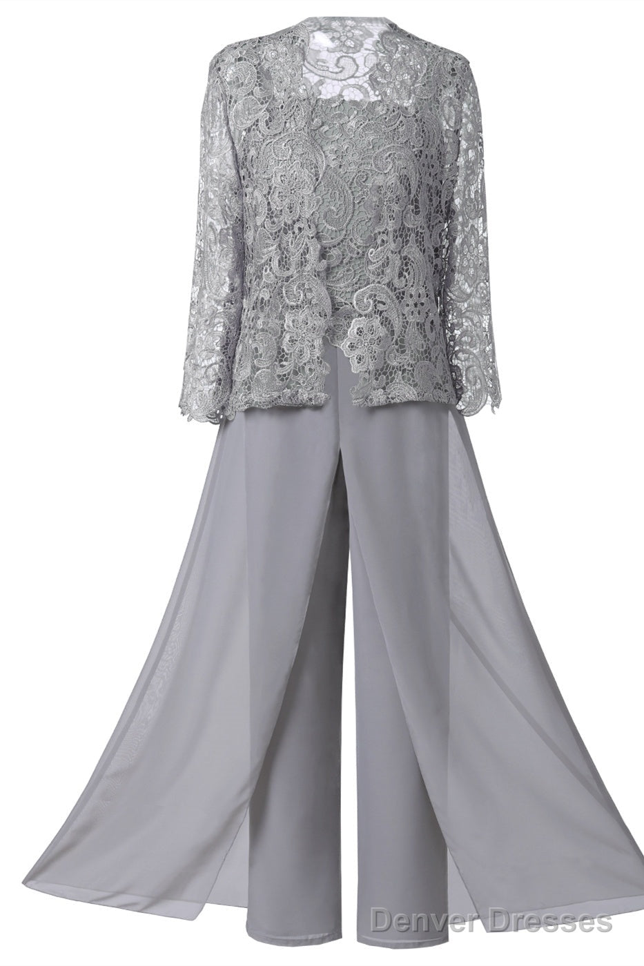 Mother of the Bride Dresses, Lace Chiffon Three-Piece Plus Size Mother of the Bride Pant Suits Main image