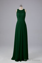 A Line Keyhole Floor Length Bridesmaid Dresses