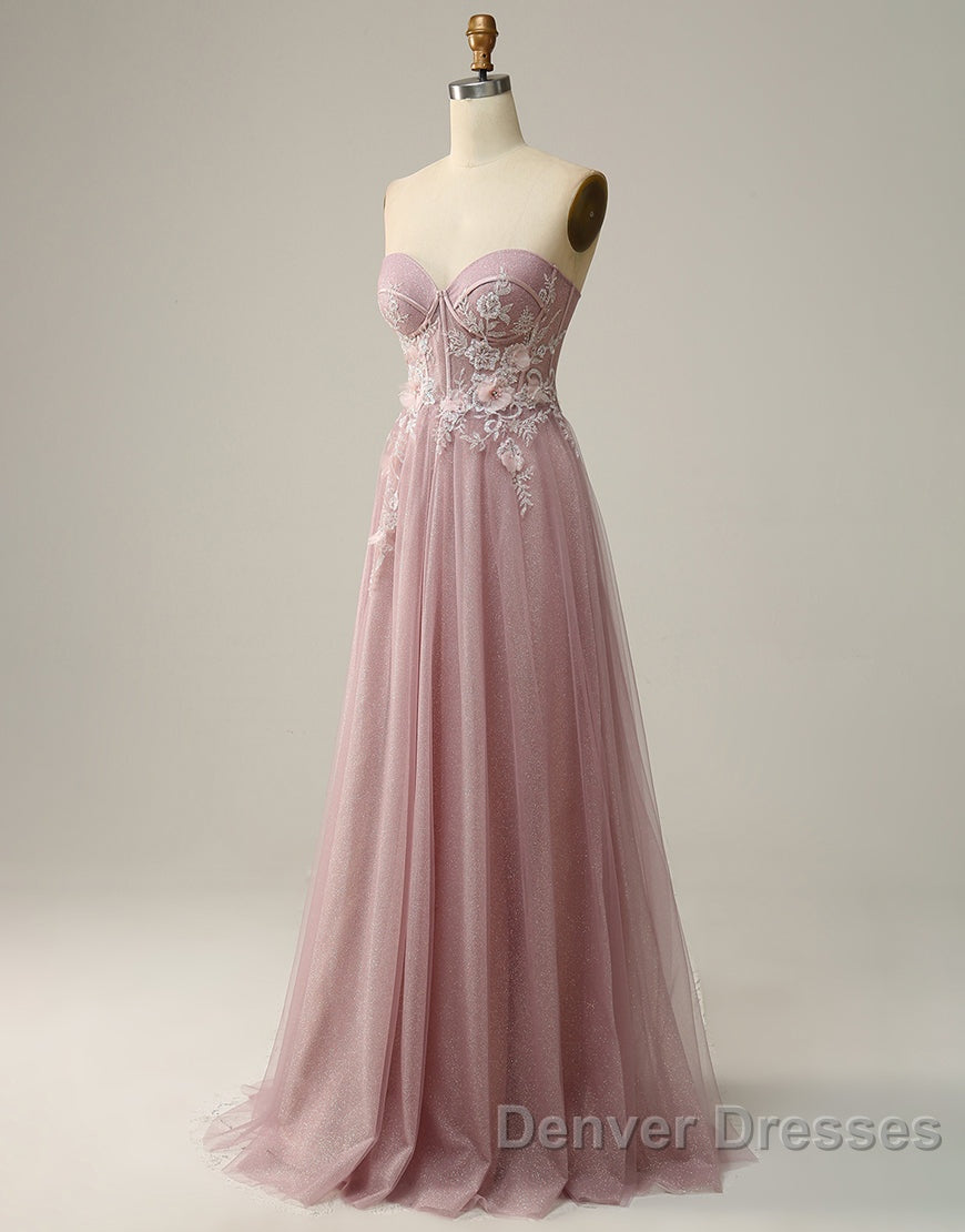 A-Line Sweetheart Neckline Long Prom Dress With Appliques Secondary image