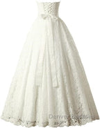 A-line Sweetheart Floor Length Lace Wedding Dress