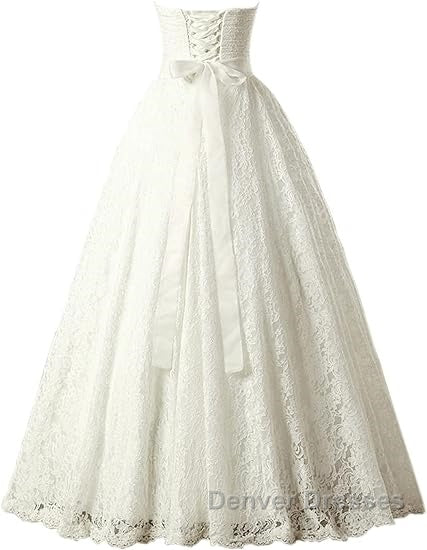 A-line Sweetheart Floor Length Lace Wedding Dress