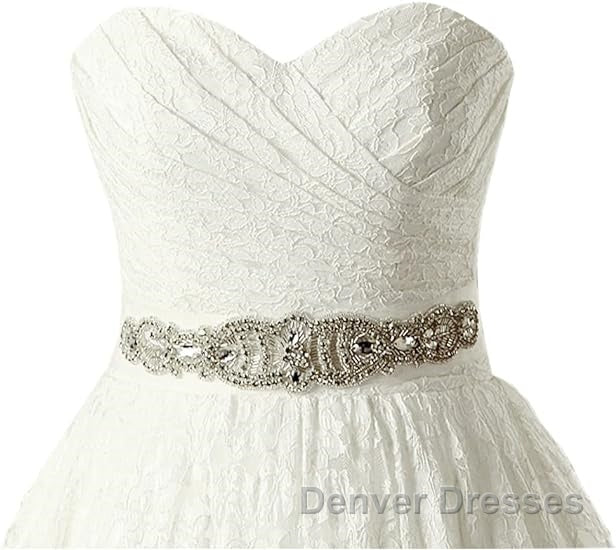 A-line Sweetheart Floor Length Lace Wedding Dress