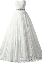 A-line Sweetheart Floor Length Lace Wedding Dress
