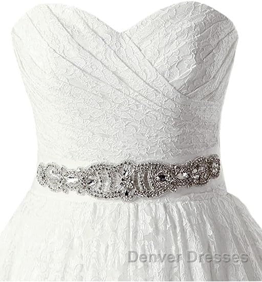 A-line Sweetheart Floor Length Lace Wedding Dress