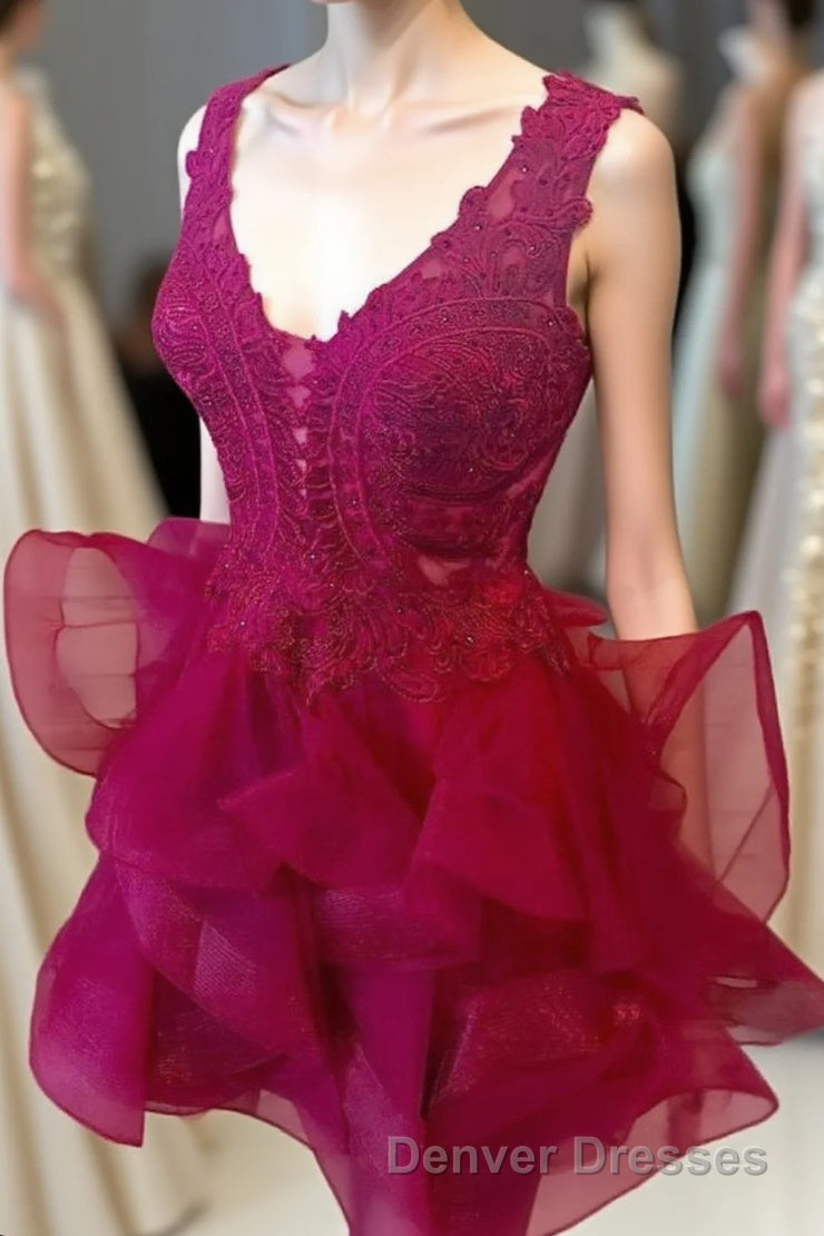 Adorable A-line V Neck Short Homecoming Dress Main image