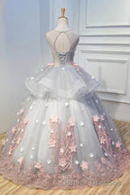 Gorgeous Ball Gown Sleeveless Appliques Long Prom Dress Quinceanera Dress