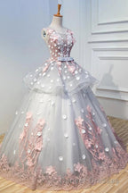 Gorgeous Ball Gown Sleeveless Appliques Long Prom Dress Quinceanera Dress