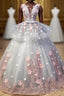 Gorgeous Ball Gown Sleeveless Appliques Long Prom Dress Quinceanera Dress