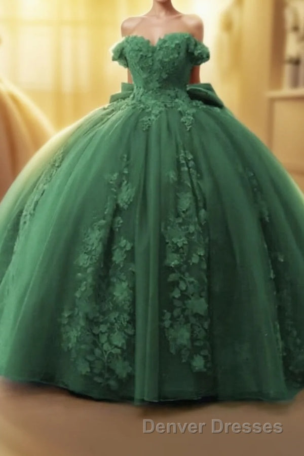 Off Shoulder Ball Gown Quinceanera Dress 3D Floral Applique Sweet 16 Gowns Main image