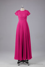 Beautiful A-Line Cap Sleeves Long Bridesmaid Dresses With Pockets