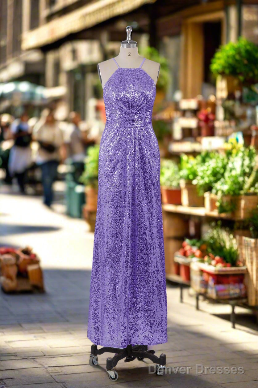 Beautiful Sequins Halter Hourglass Bridesmaid Dresses