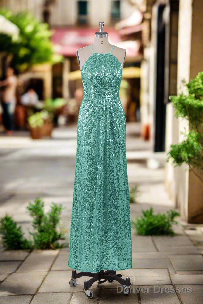 Beautiful Sequins Halter Hourglass Bridesmaid Dresses