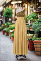 Beautiful  Sequins One-Shoulder Bridesmaid Dresses with Pockets