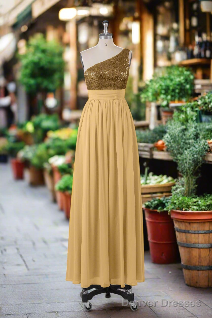Beautiful  Sequins One-Shoulder Bridesmaid Dresses with Pockets
