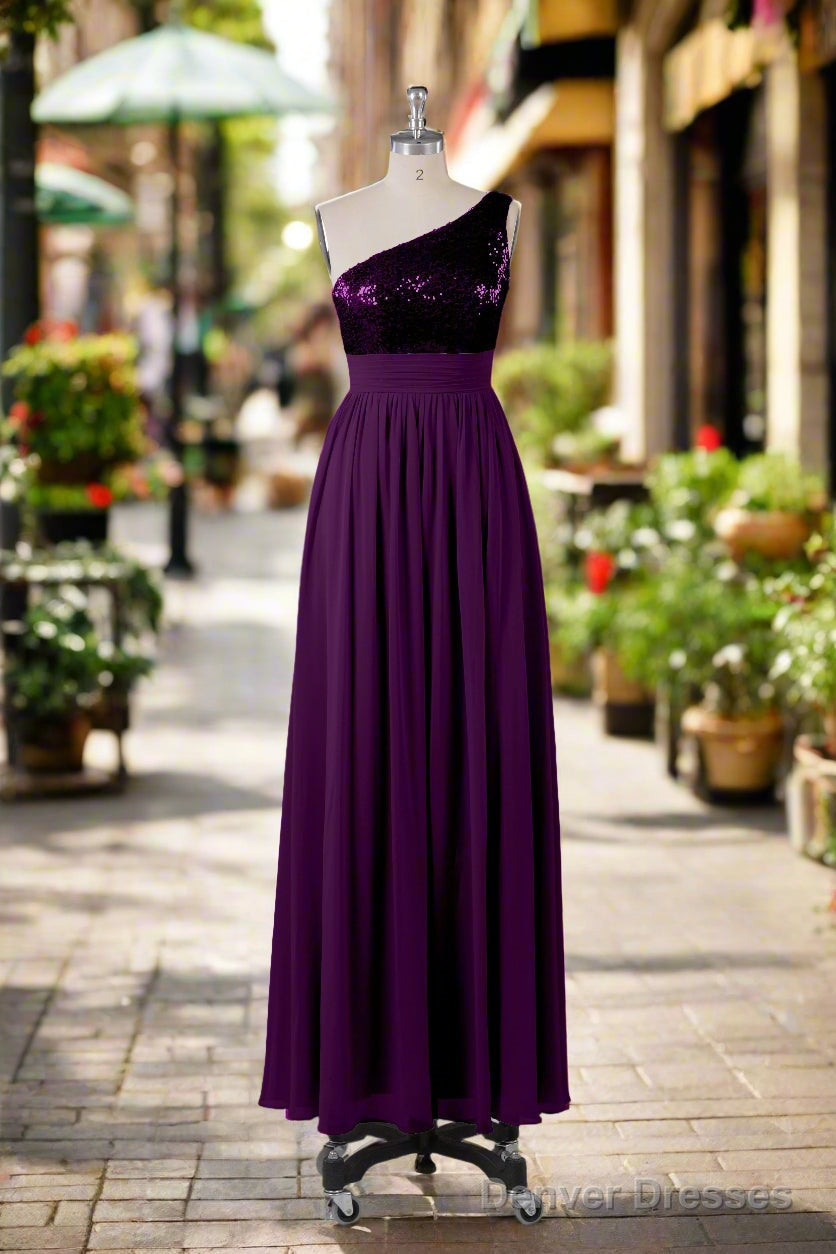 Beautiful  Sequins One-Shoulder Bridesmaid Dresses with Pockets