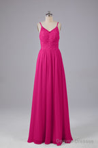 Beautiful Spaghetti Straps Backless Long Bridesmaid Dresses