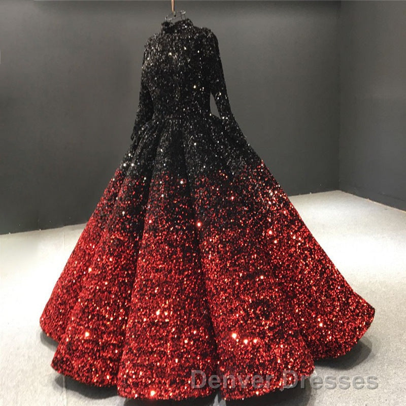 Glitter High Neck Open Back Lace Up Ball Gown Prom Dress